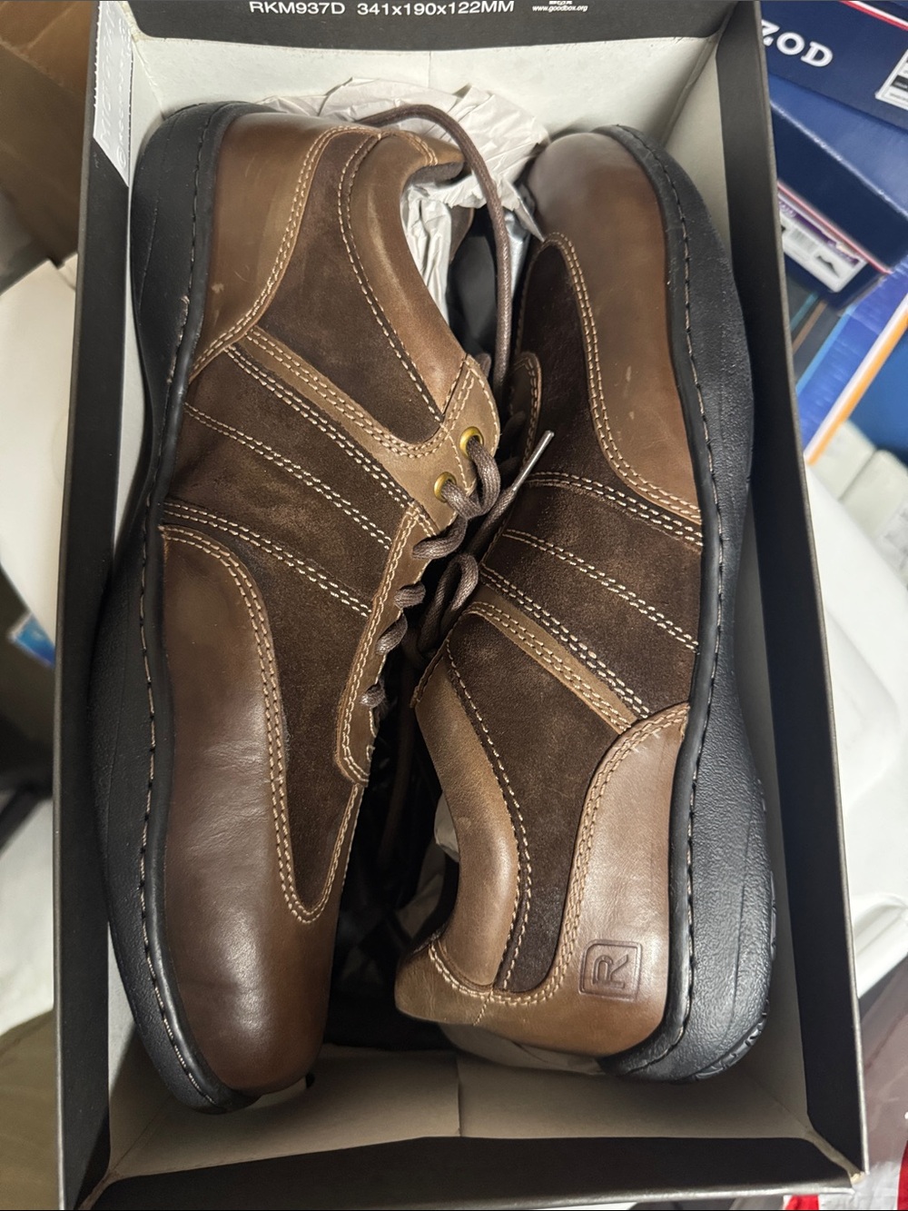 Rockport Brown Two-Tone Leather & Suede Slip-On Loafers